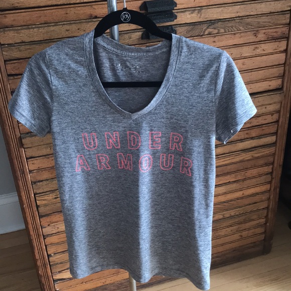 Under Armour Grey and Pink Logo T-Shirt - Picture 2 of 6